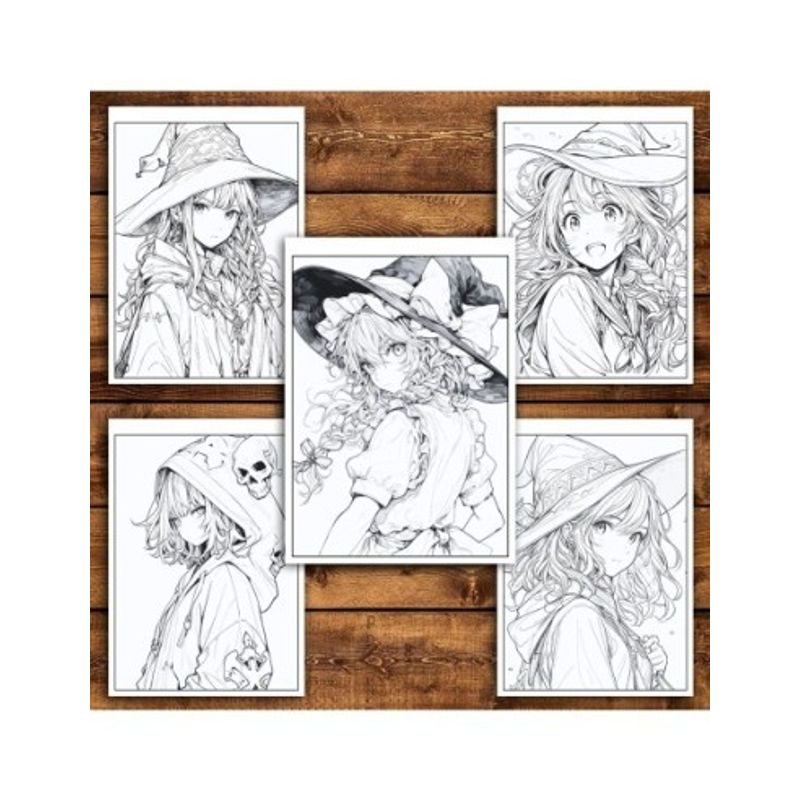 Carti si Birotica - Carti - Carti pentru copii - Carti de colorat - Carte de colorat pentru relaxare si antistres, 50 de ilustratii, Anime Mage Girls, 106 pagini, A5 - Infinity.ro