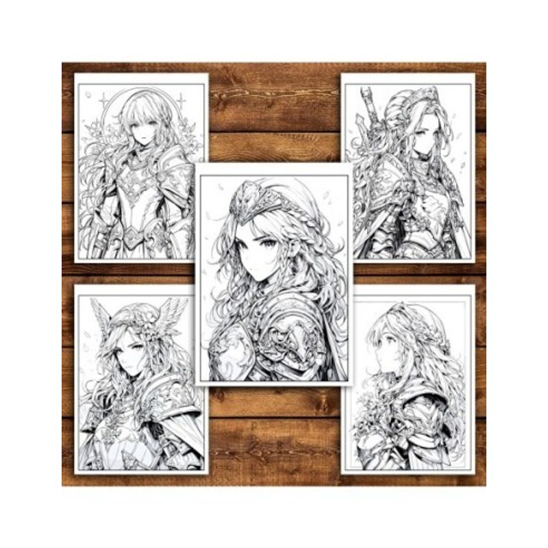 Carti si Birotica - Carti - Carti pentru copii - Carti de colorat - Carte de colorat pentru relaxare si antistres, 50 de ilustratii, Anime Paladin Girls, 106 pagini, A5 - Infinity.ro