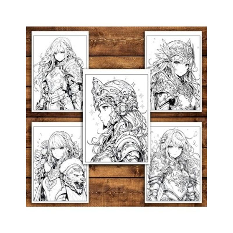 Carti si Birotica - Carti - Carti pentru copii - Carti de colorat - Carte de colorat pentru relaxare si antistres, 50 de ilustratii, Anime Paladin Girls, 106 pagini, A5 - Infinity.ro