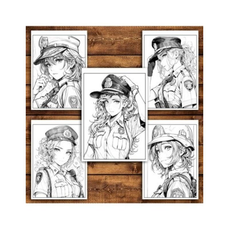 Carti si Birotica - Carti - Carti pentru copii - Carti de colorat - Carte de colorat pentru relaxare si antistres, 50 de ilustratii, Anime Police Girls, 106 pagini, A5 - Infinity.ro