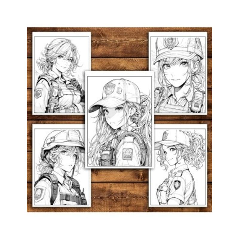 Carti si Birotica - Carti - Carti pentru copii - Carti de colorat - Carte de colorat pentru relaxare si antistres, 50 de ilustratii, Anime Police Girls, 106 pagini, A5 - Infinity.ro