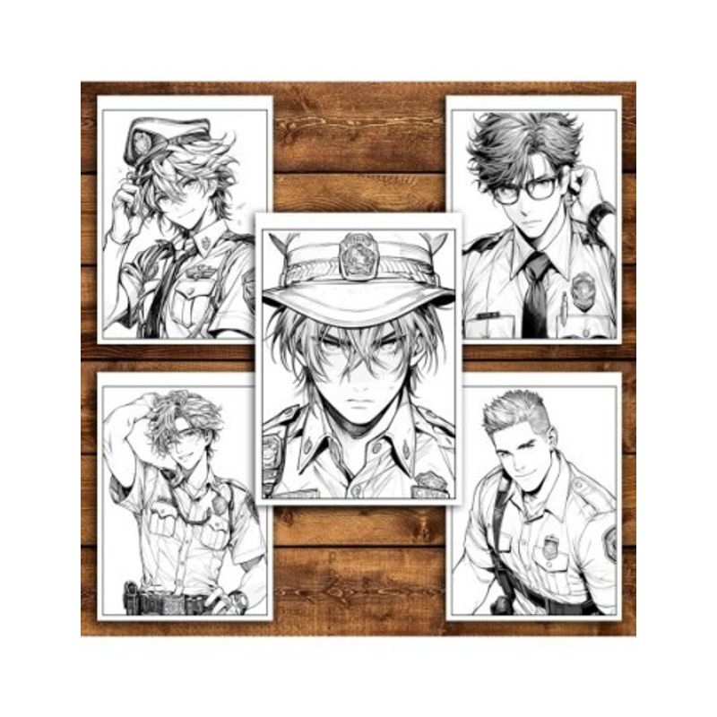 Carti si Birotica - Carti - Carti pentru copii - Carti de colorat - Carte de colorat pentru relaxare si antistres, 50 de ilustratii, Anime Police Boys, 106 pagini, A5 - Infinity.ro