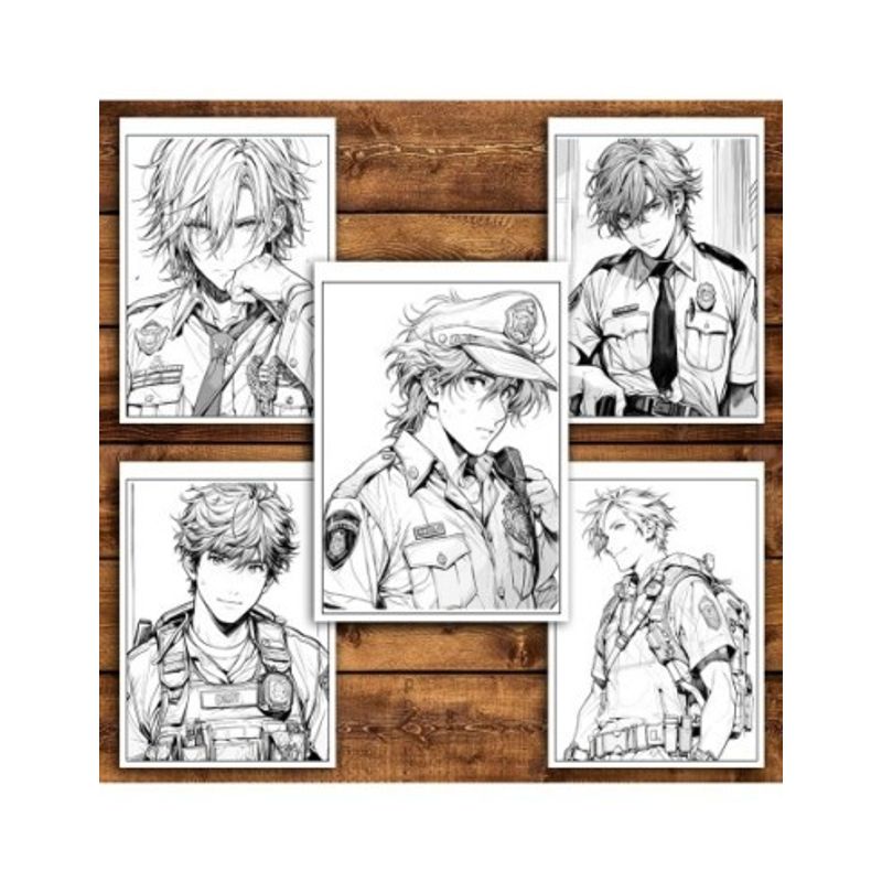 Carti si Birotica - Carti - Carti pentru copii - Carti de colorat - Carte de colorat pentru relaxare si antistres, 50 de ilustratii, Anime Police Boys, 106 pagini, A5 - Infinity.ro