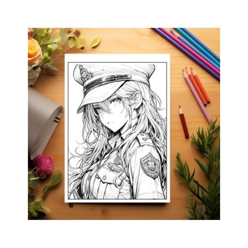 Carti si Birotica - Carti - Carti pentru copii - Carti de colorat - Carte de colorat pentru relaxare si antistres, 50 de ilustratii, Anime Police Girls, 106 pagini, A5 - Infinity.ro