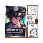 Carti si Birotica - Carti - Carti pentru copii - Carti de colorat - Carte de colorat pentru relaxare si antistres, 50 de ilustratii, Anime Police Boys, 106 pagini, A5 - Infinity.ro