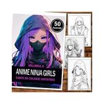Carti si Birotica - Carti - Carti pentru copii - Carti de colorat - Carte de colorat pentru relaxare si antistres, 50 de ilustratii, Anime Ninja Girls - Volumul II, 106 pagini, A5 - Infinity.ro