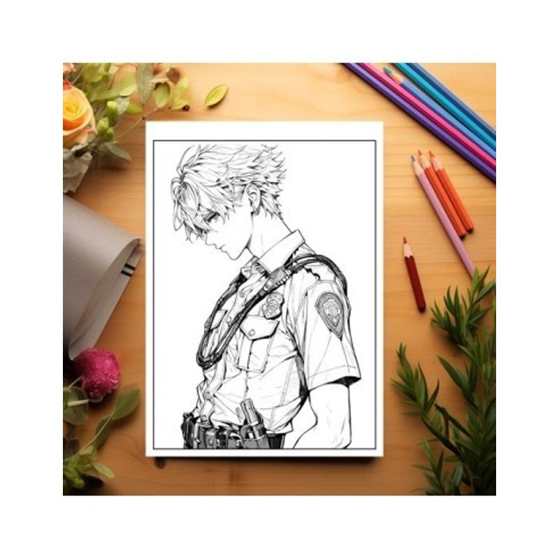 Carti si Birotica - Carti - Carti pentru copii - Carti de colorat - Carte de colorat pentru relaxare si antistres, 50 de ilustratii, Anime Police Boys, 106 pagini, A5 - Infinity.ro