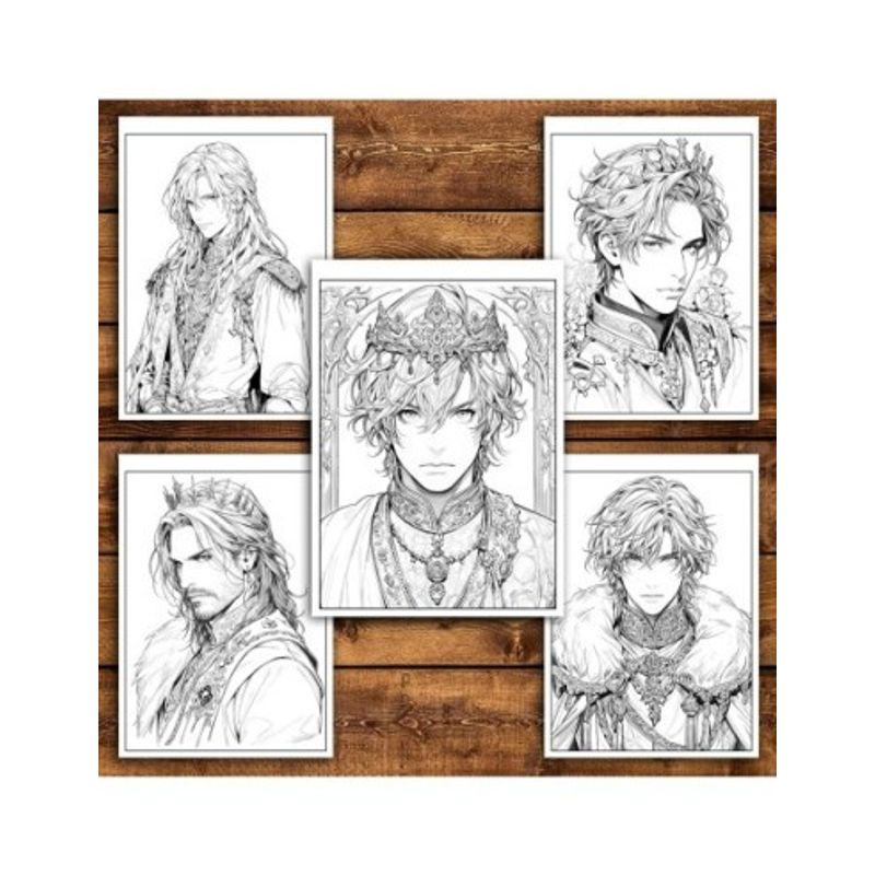 Carti si Birotica - Carti - Carti pentru copii - Carti de colorat - Carte de colorat pentru relaxare si antistres, 50 de ilustratii, Anime Prince Boys, 106 pagini, A5 - Infinity.ro