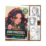 Carti si Birotica - Carti - Carti pentru copii - Carti de colorat - Carte de colorat pentru relaxare si antistres, 50 de ilustratii, Anime Princesses - Volumul III, 106 pagini, A5 - Infinity.ro