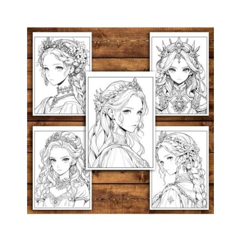 Carti si Birotica - Carti - Carti pentru copii - Carti de colorat - Carte de colorat pentru relaxare si antistres, 50 de ilustratii, Anime Princesses - Volumul III, 106 pagini, A5 - Infinity.ro