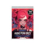 Carti si Birotica - Carti - Carti pentru copii - Carti de colorat - Carte de colorat pentru relaxare si antistres, 50 de ilustratii, Anime Punk Girls - Volumul II, 106 pagini, A5 - Infinity.ro