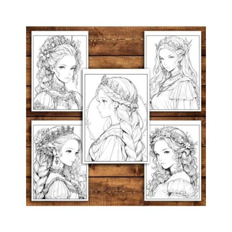 Carti si Birotica - Carti - Carti pentru copii - Carti de colorat - Carte de colorat pentru relaxare si antistres, 50 de ilustratii, Anime Princesses - Volumul IV, 106 pagini, A5 - Infinity.ro