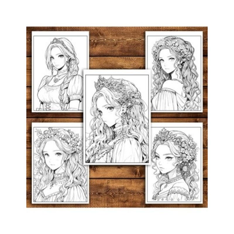 Carti si Birotica - Carti - Carti pentru copii - Carti de colorat - Carte de colorat pentru relaxare si antistres, 50 de ilustratii, Anime Princesses - Volumul IV, 106 pagini, A5 - Infinity.ro