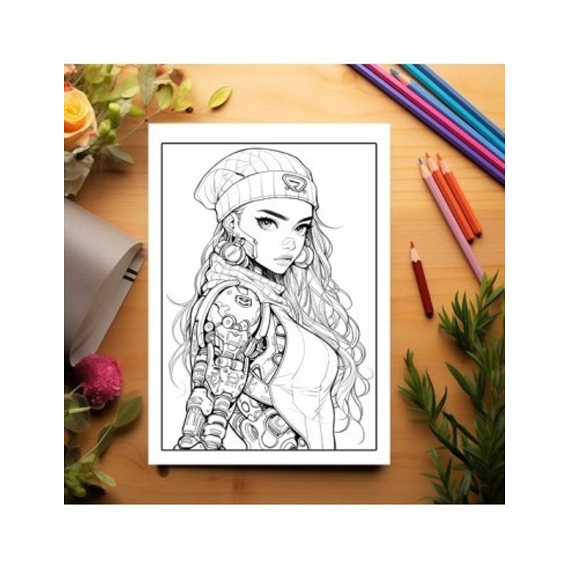 Carti si Birotica - Carti - Carti pentru copii - Carti de colorat - Carte de colorat pentru relaxare si antistres, 50 de ilustratii, Anime Robot Girls, 106 pagini, A5 - Infinity.ro