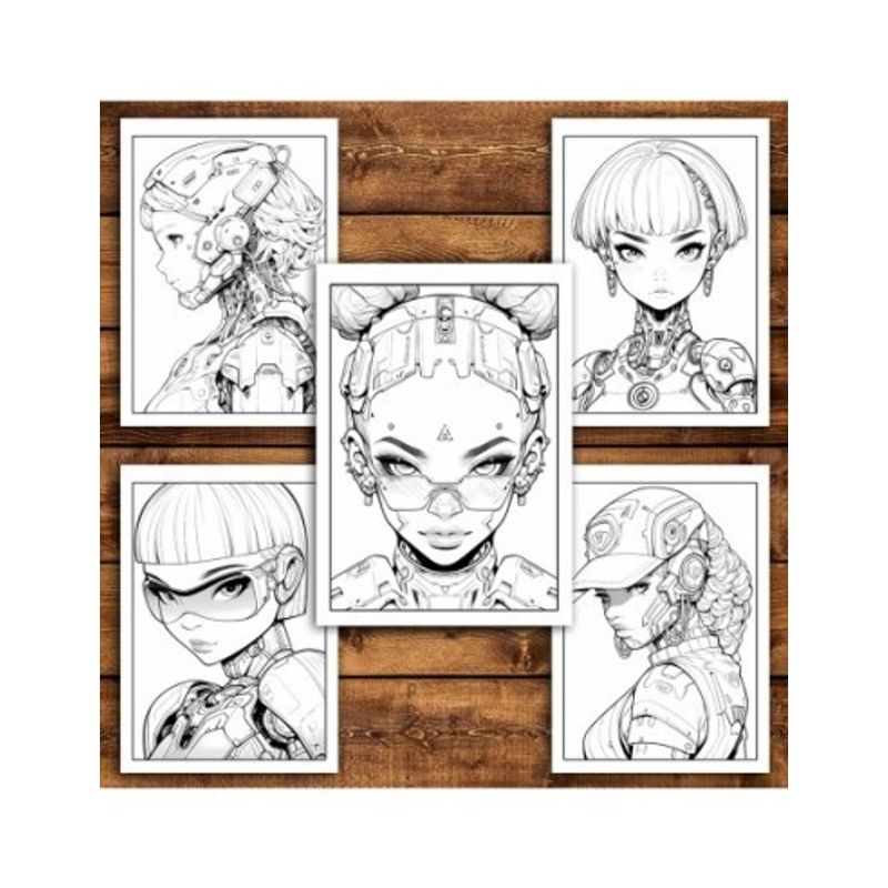 Carti si Birotica - Carti - Carti pentru copii - Carti de colorat - Carte de colorat pentru relaxare si antistres, 50 de ilustratii, Anime Robot Girls, 106 pagini, A5 - Infinity.ro