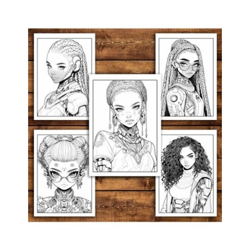 Carti si Birotica - Carti - Carti pentru copii - Carti de colorat - Carte de colorat pentru relaxare si antistres, 50 de ilustratii, Anime Robot Girls, 106 pagini, A5 - Infinity.ro
