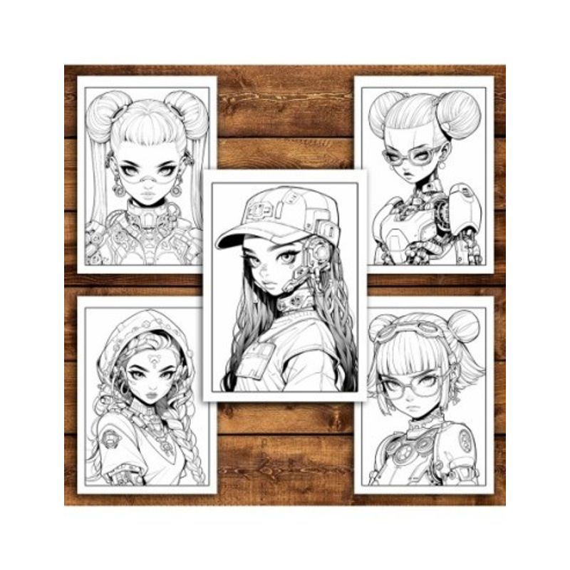 Carti si Birotica - Carti - Carti pentru copii - Carti de colorat - Carte de colorat pentru relaxare si antistres, 50 de ilustratii, Anime Robot Girls, 106 pagini, A5 - Infinity.ro