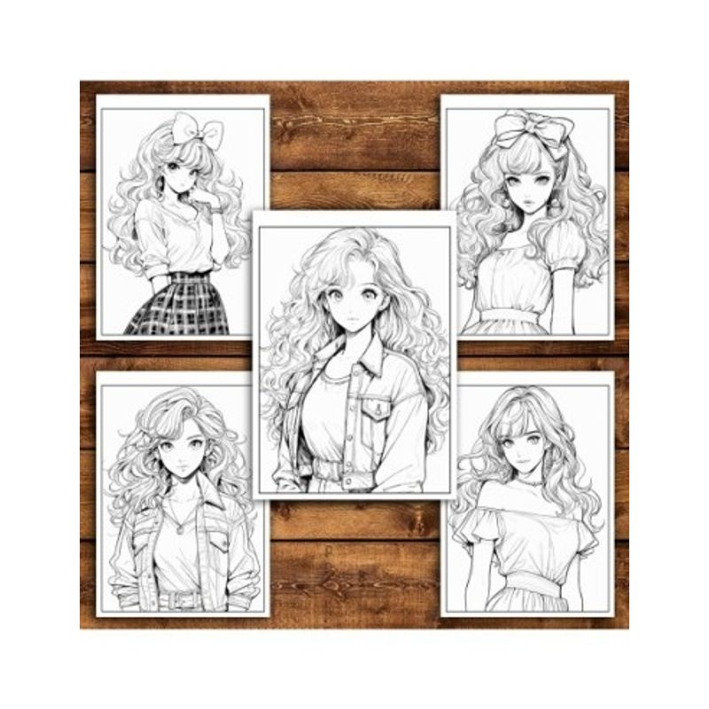 Carti si Birotica - Carti - Carti pentru copii - Carti de colorat - Carte de colorat pentru relaxare si antistres, 50 de ilustratii, Anime Retro Girls, 106 pagini, A5 - Infinity.ro