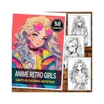 Carti si Birotica - Carti - Carti pentru copii - Carti de colorat - Carte de colorat pentru relaxare si antistres, 50 de ilustratii, Anime Retro Girls, 106 pagini, A5 - Infinity.ro