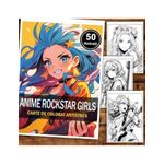 Carti si Birotica - Carti - Carti pentru copii - Carti de colorat - Carte de colorat pentru relaxare si antistres, 50 de ilustratii, Anime Rockstar Girls, 106 pagini, A5 - Infinity.ro