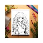 Carti si Birotica - Carti - Carti pentru copii - Carti de colorat - Carte de colorat pentru relaxare si antistres, 50 de ilustratii, Anime Rockstar Girls, 106 pagini, A5 - Infinity.ro