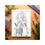 Carti si Birotica - Carti - Carti pentru copii - Carti de colorat - Carte de colorat pentru relaxare si antistres, 50 de ilustratii, Anime Samurai Girls, 106 pagini, A5 - Infinity.ro