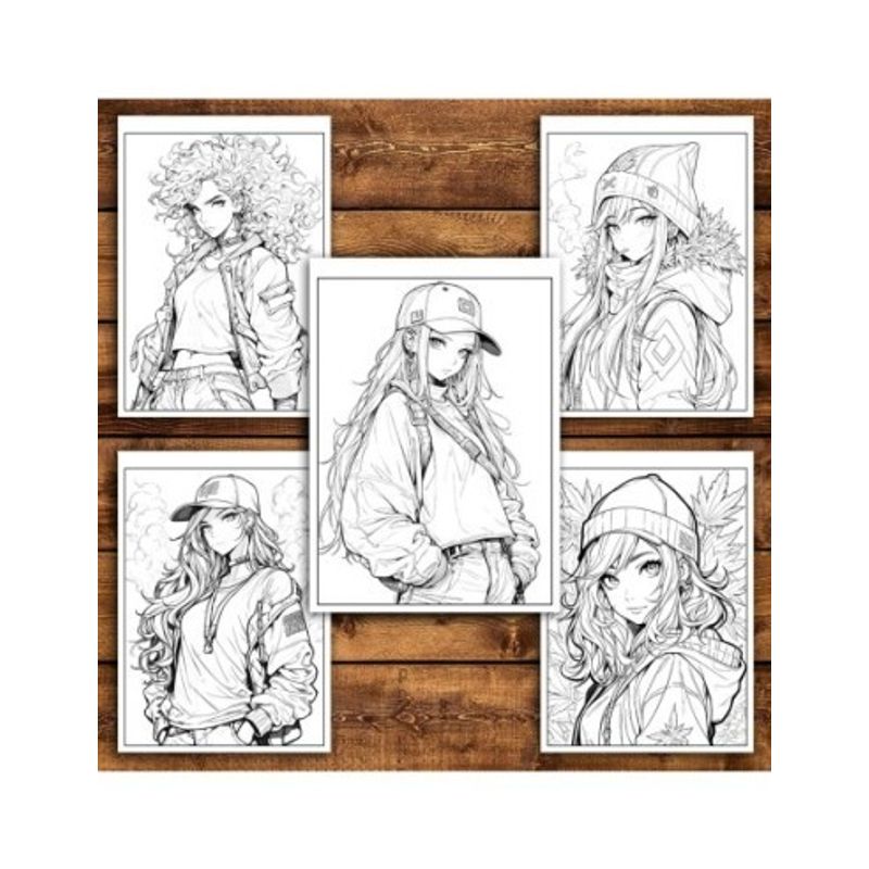 Carti si Birotica - Carti - Carti pentru copii - Carti de colorat - Carte de colorat pentru relaxare si antistres, 50 de ilustratii, Anime Stoners, 106 pagini, A5 - Infinity.ro