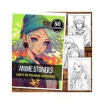 Carti si Birotica - Carti - Carti pentru copii - Carti de colorat - Carte de colorat pentru relaxare si antistres, 50 de ilustratii, Anime Stoners, 106 pagini, A5 - Infinity.ro