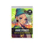 Carti si Birotica - Carti - Carti pentru copii - Carti de colorat - Carte de colorat pentru relaxare si antistres, 50 de ilustratii, Anime Stoners, 106 pagini, A5 - Infinity.ro