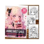 Carti si Birotica - Carti - Carti pentru copii - Carti de colorat - Carte de colorat pentru relaxare si antistres, 50 de ilustratii, Anime Sweet Girls, 106 pagini, A5 - Infinity.ro