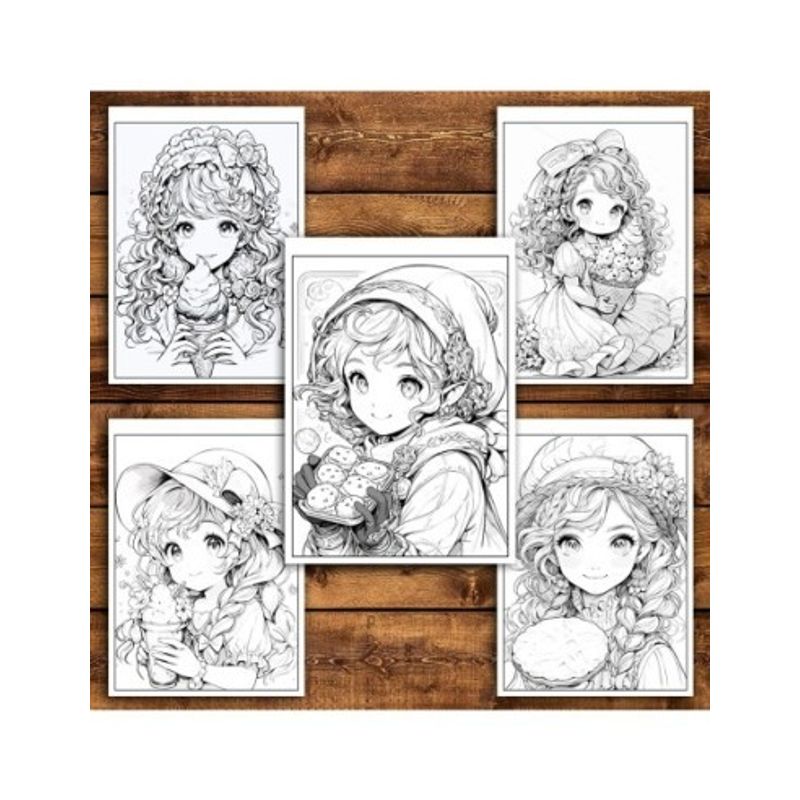 Carti si Birotica - Carti - Carti pentru copii - Carti de colorat - Carte de colorat pentru relaxare si antistres, 50 de ilustratii, Anime Sweet Girls, 106 pagini, A5 - Infinity.ro