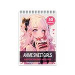 Carti si Birotica - Carti - Carti pentru copii - Carti de colorat - Carte de colorat pentru relaxare si antistres, 50 de ilustratii, Anime Sweet Girls, 106 pagini, A5 - Infinity.ro