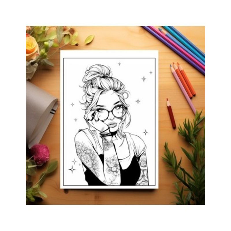 Carti si Birotica - Carti - Carti pentru copii - Carti de colorat - Carte de colorat pentru relaxare si antistres, 50 de ilustratii, Anime Tattoo Girls, 106 pagini, A5 - Infinity.ro