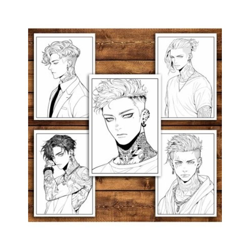 Carti si Birotica - Carti - Carti pentru copii - Carti de colorat - Carte de colorat pentru relaxare si antistres, 50 de ilustratii, Anime Tatoo Boys, 106 pagini, A5 - Infinity.ro