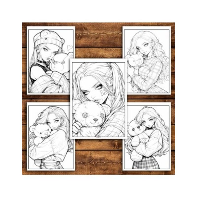 Carti si Birotica - Carti - Carti pentru copii - Carti de colorat - Carte de colorat pentru relaxare si antistres, 50 de ilustratii, Anime Teddy Girls, 106 pagini, A5 - Infinity.ro
