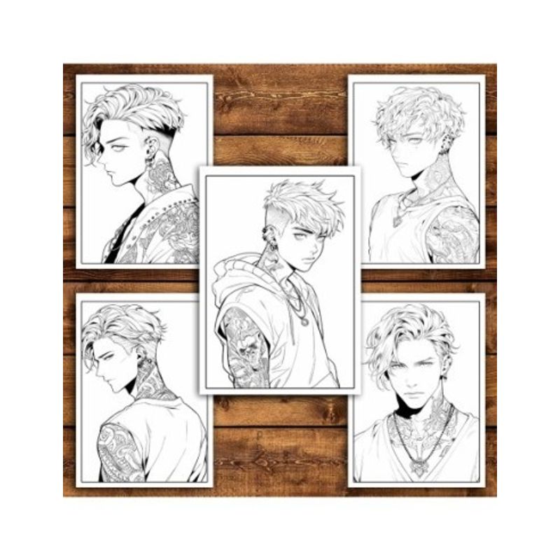Carti si Birotica - Carti - Carti pentru copii - Carti de colorat - Carte de colorat pentru relaxare si antistres, 50 de ilustratii, Anime Tatoo Boys, 106 pagini, A5 - Infinity.ro