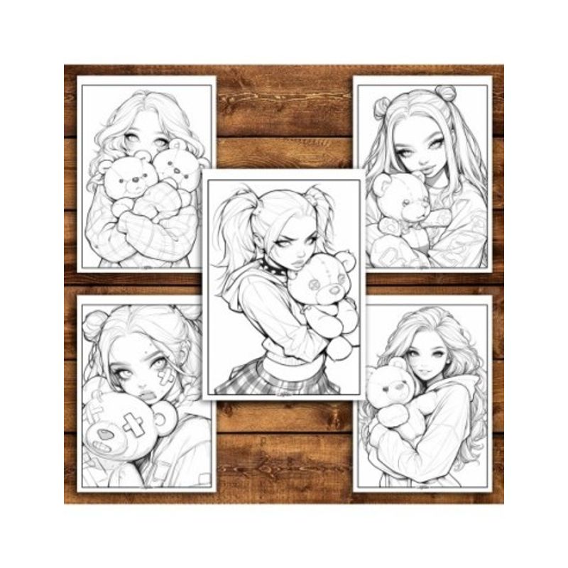 Carti si Birotica - Carti - Carti pentru copii - Carti de colorat - Carte de colorat pentru relaxare si antistres, 50 de ilustratii, Anime Teddy Girls, 106 pagini, A5 - Infinity.ro