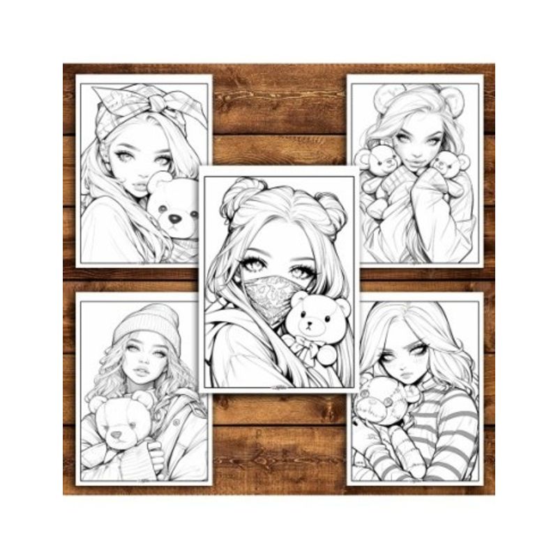 Carti si Birotica - Carti - Carti pentru copii - Carti de colorat - Carte de colorat pentru relaxare si antistres, 50 de ilustratii, Anime Teddy Girls, 106 pagini, A5 - Infinity.ro