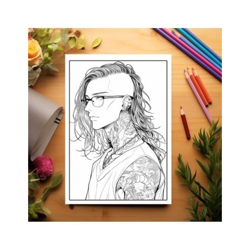 Carti si Birotica - Carti - Carti pentru copii - Carti de colorat - Carte de colorat pentru relaxare si antistres, 50 de ilustratii, Anime Tatoo Boys, 106 pagini, A5 - Infinity.ro