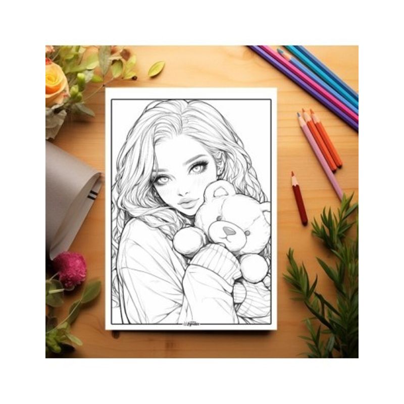 Carti si Birotica - Carti - Carti pentru copii - Carti de colorat - Carte de colorat pentru relaxare si antistres, 50 de ilustratii, Anime Teddy Girls, 106 pagini, A5 - Infinity.ro