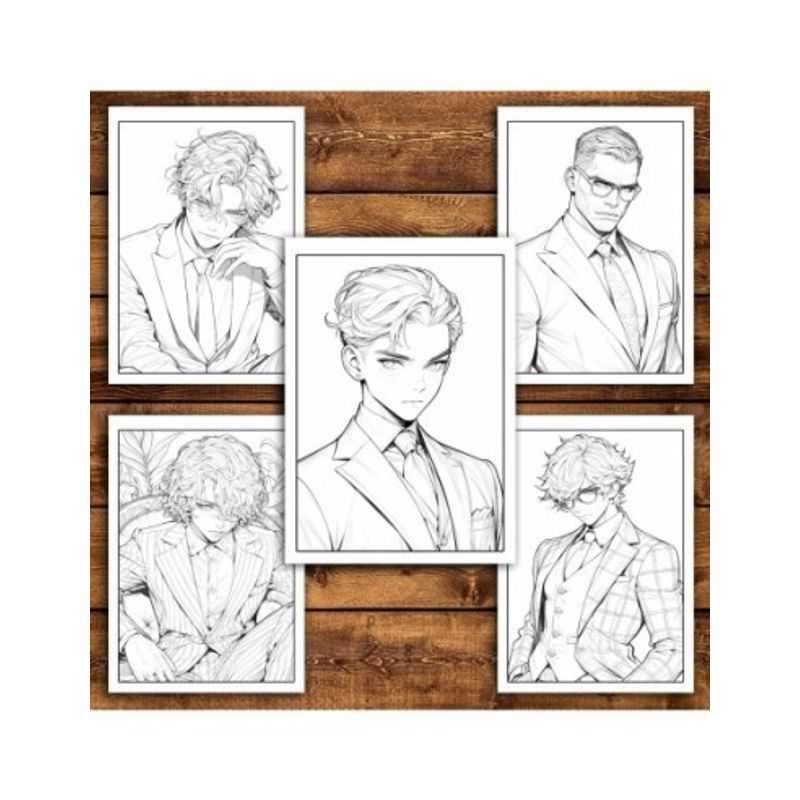 Carti si Birotica - Carti - Carti pentru copii - Carti de colorat - Carte de colorat pentru relaxare si antistres, 50 de ilustratii, Anime Suit Boys, 106 pagini, A5 - Infinity.ro