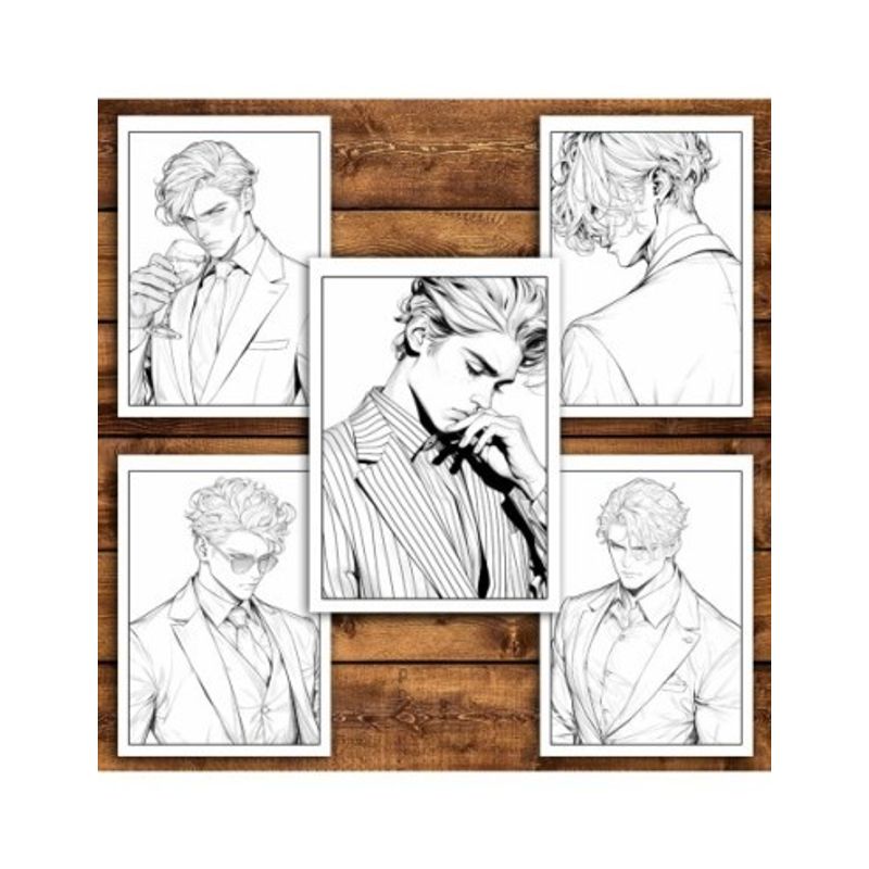 Carti si Birotica - Carti - Carti pentru copii - Carti de colorat - Carte de colorat pentru relaxare si antistres, 50 de ilustratii, Anime Suit Boys, 106 pagini, A5 - Infinity.ro