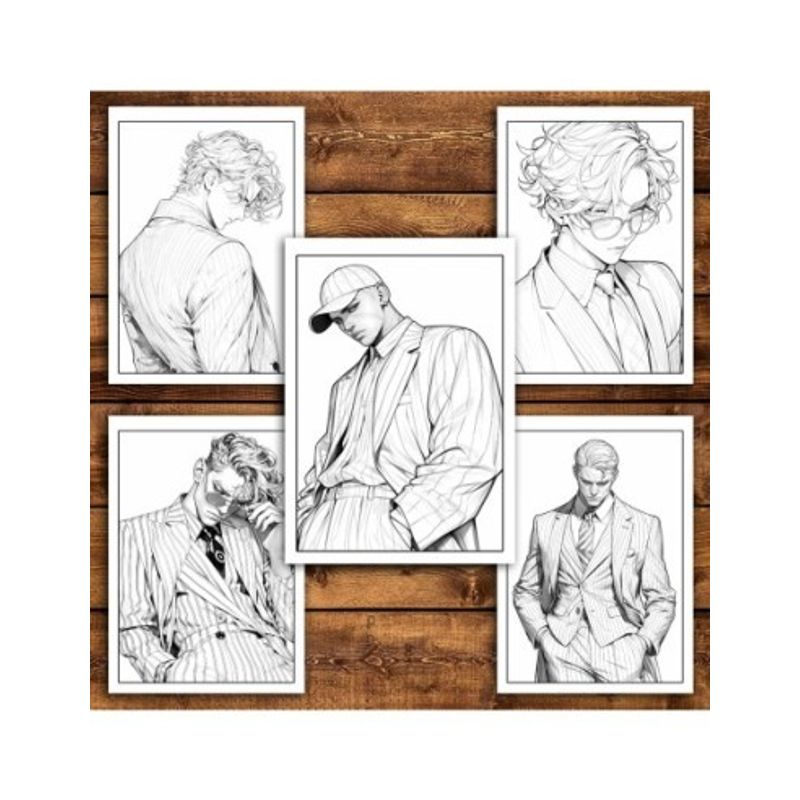Carti si Birotica - Carti - Carti pentru copii - Carti de colorat - Carte de colorat pentru relaxare si antistres, 50 de ilustratii, Anime Suit Boys, 106 pagini, A5 - Infinity.ro