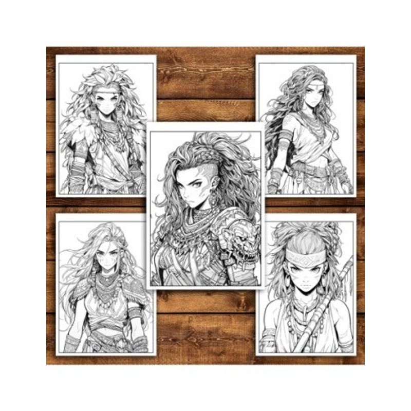 Carti si Birotica - Carti - Carti pentru copii - Carti de colorat - Carte de colorat pentru relaxare si antistres, 50 de ilustratii, Anime Tribe Girls - Volumul II, 106 pagini, A5 - Infinity.ro