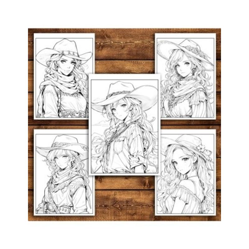 Carti si Birotica - Carti - Carti pentru copii - Carti de colorat - Carte de colorat pentru relaxare si antistres, 50 de ilustratii, Anime Wild West Girls - Volumul II, 106 pagini, A5 - Infinity.ro
