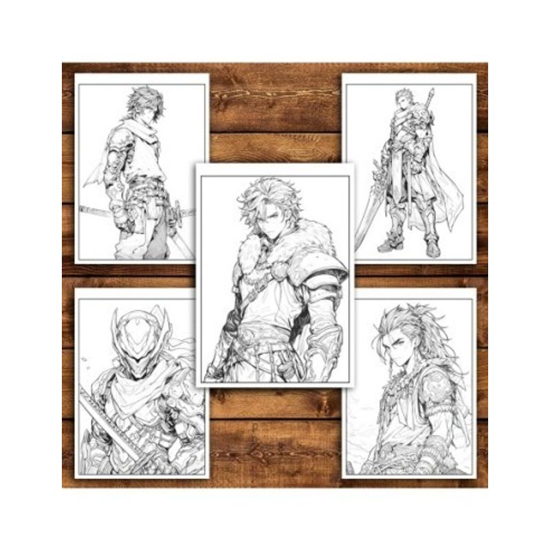 Carti si Birotica - Carti - Carti pentru copii - Carti de colorat - Carte de colorat pentru relaxare si antistres, 50 de ilustratii, Anime Warriors, 106 pagini, A5 - Infinity.ro