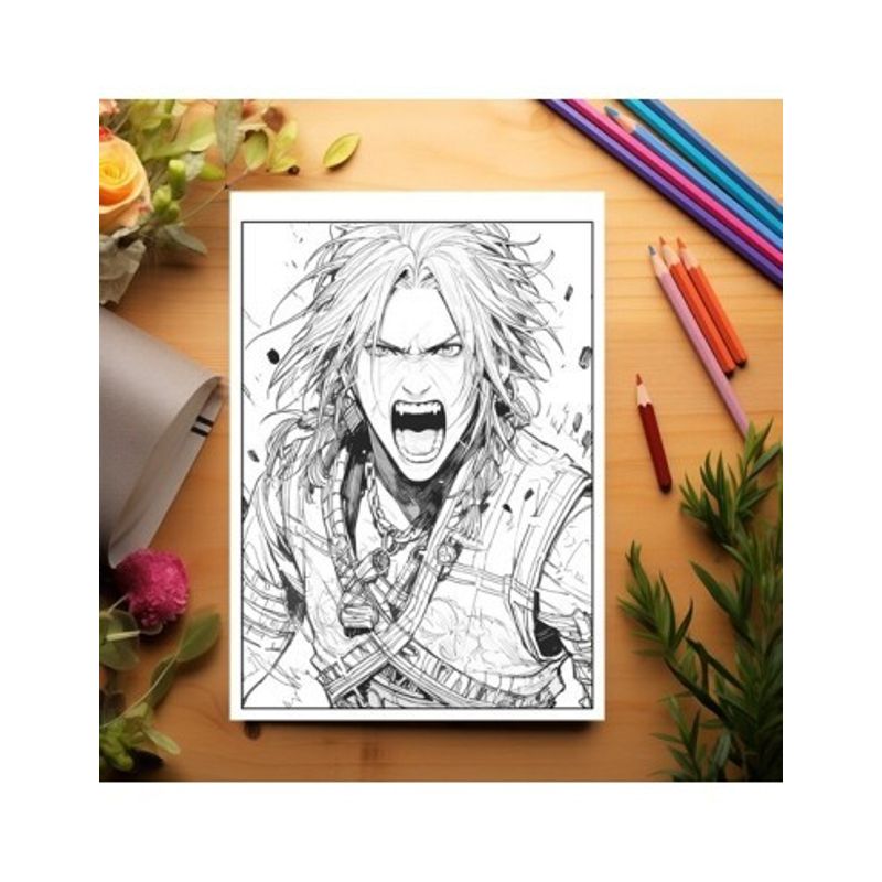 Carti si Birotica - Carti - Carti pentru copii - Carti de colorat - Carte de colorat pentru relaxare si antistres, 50 de ilustratii, Anime Warriors, 106 pagini, A5 - Infinity.ro