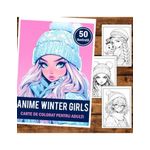 Carti si Birotica - Carti - Carti pentru copii - Carti de colorat - Carte de colorat pentru relaxare si antistres, 50 de ilustratii, Anime Winter Girls, 106 pagini, A5 - Infinity.ro