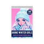 Carti si Birotica - Carti - Carti pentru copii - Carti de colorat - Carte de colorat pentru relaxare si antistres, 50 de ilustratii, Anime Winter Girls, 106 pagini, A5 - Infinity.ro