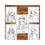 Carti si Birotica - Carti - Carti pentru copii - Carti de colorat - Carte de colorat pentru relaxare si antistres, 50 de ilustratii, Anime Winter Girls, 106 pagini, A5 - Infinity.ro